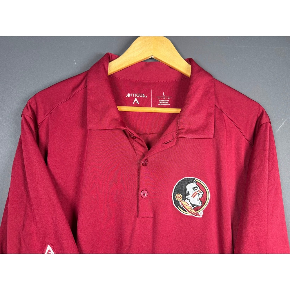 Antigua Mens Large Florida State Seminoles FSU Polo Shirt Garnet Red